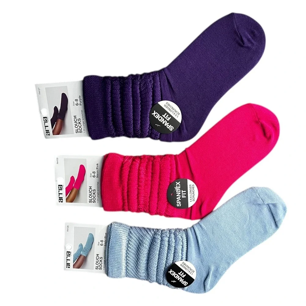 Arria Slouch 3 Pack Socks Bundle Spandex Fit Aerobics Retro Y2K Gift Shoe Sz 6-8